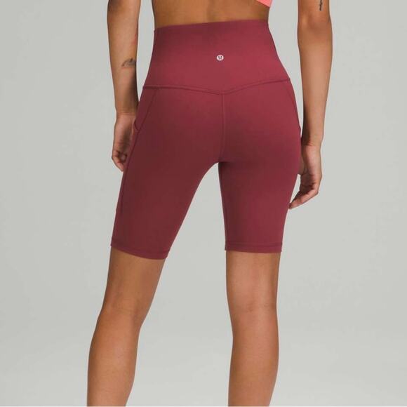 Lululemon Align High Rise Biker Shorts Pockets Mulled Wine - Picture 1 of 5